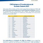 ❖ ECUADOR▮ CNE designa a los 21 moderadores para los debates de las seccionales 2027